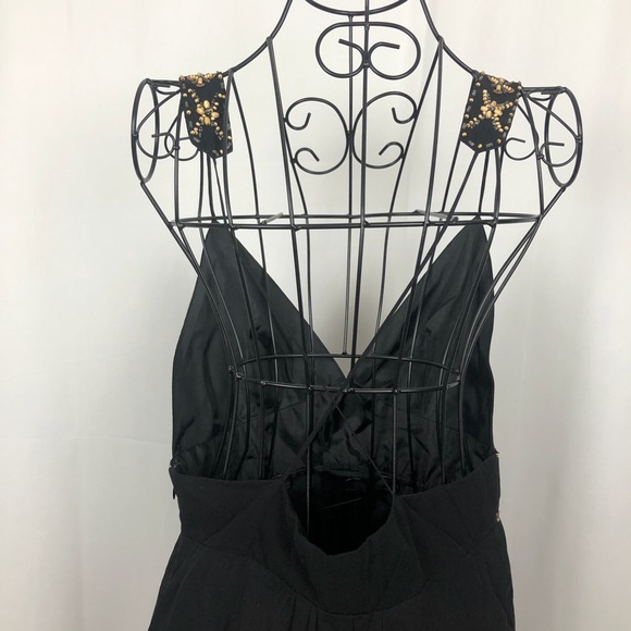 Lapis silk beaded sheer fully lined LBD M - Picture 6 of 7